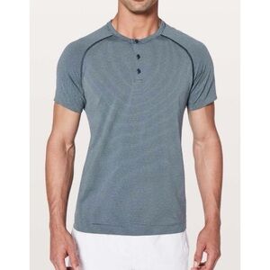 Lululemon Metal Vent Tech Short Sleeve Henley Shirt Blue